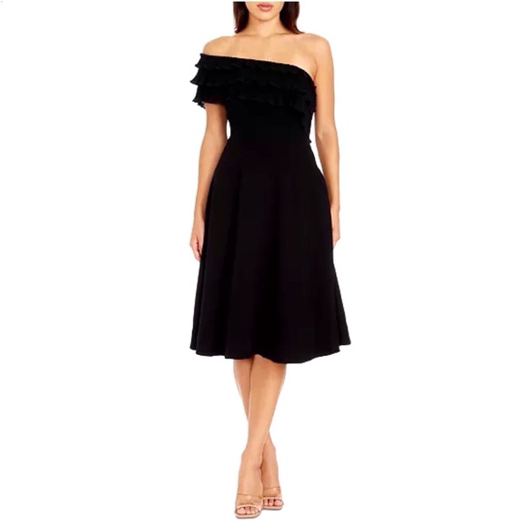 Dress the Population Dresses & Skirts - Dress the Population One Shoulder Ruffle Dress Black Kristy Size XXL